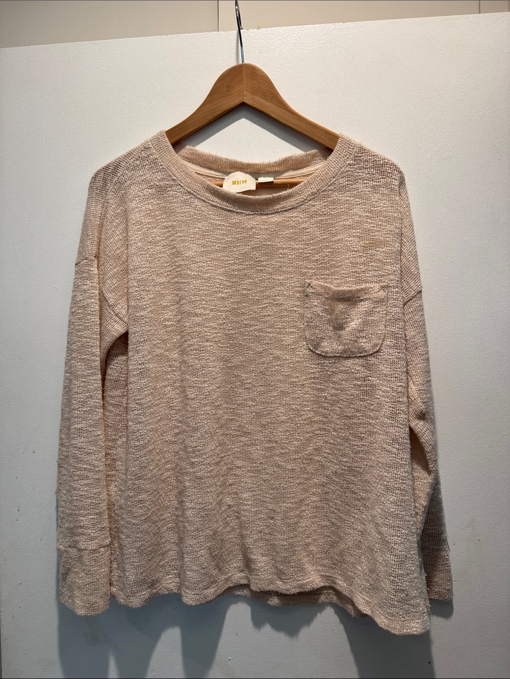 Anthropologie Light Beige Knit Long-Sleeve Tunic